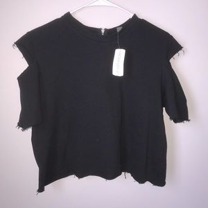 NWT Shoulder cutout black top